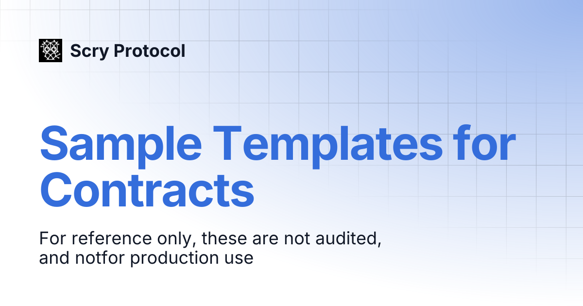 Sample Templates for Contracts | Scry Protocol